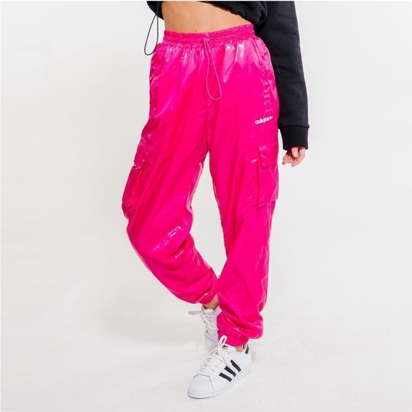 Adidas Shiny Cargo Pants Joggers real magenta - Picture 1 of 13